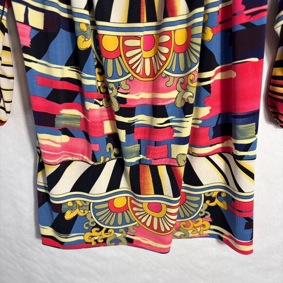 Colorful Abstract Print Womens Top With Elastic Sleeves By Evovorro - Size S - Picture 10 of 10